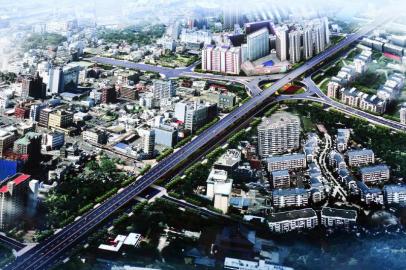 改造后的府青立交橋?yàn)槿龑恿Ⅲw式交通，將緩解城東進(jìn)出城壓力。（效果圖）